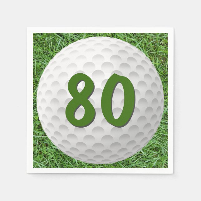 Serviette En Papier Golf Ball 80e Anniversaire serviettes (Devant)