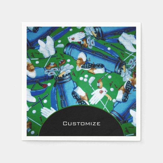 Serviette En Papier Golf bleu et vert (Devant)