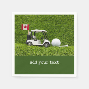 Serviette En Papier Golf cart balle en vert avec drapeau du Canada