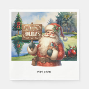 Serviette En Papier Golf Christmas Santa Claus au golf