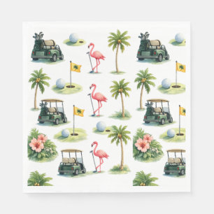 Serviette En Papier Golf Floride sur le thème du flamant rose