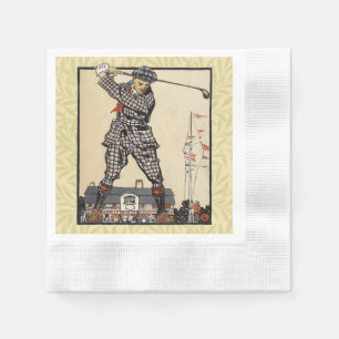 Serviette En Papier Golf Golfer Vintage Golf antique