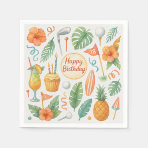 Serviette En Papier Golf Hawaii thème pour Hawaiian Golfer Party
