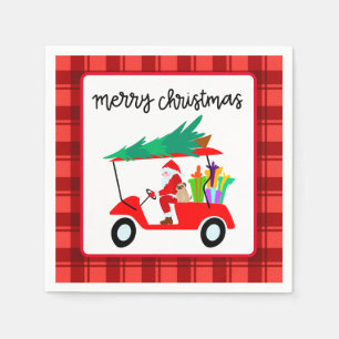 Serviette En Papier Golf Joyeux Noël avec Père Noël équitation voiture