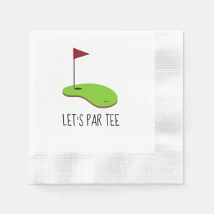 Serviette En Papier Golf Let’s Par avec drapeau de golf sur vert blanc