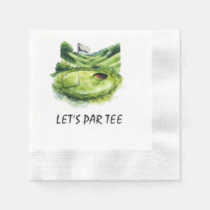 Serviette En Papier Golf Let's Par tee avec drapeau de golf sur nappe 