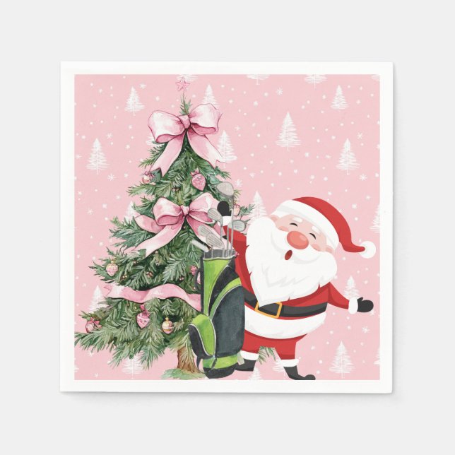 Serviette En Papier Golf Rose thème de Noël pour Lady Golfer (Devant)