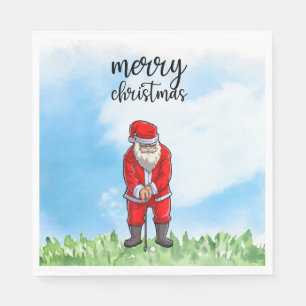 Serviette En Papier Golf Santa Claus est golfeur à Noël