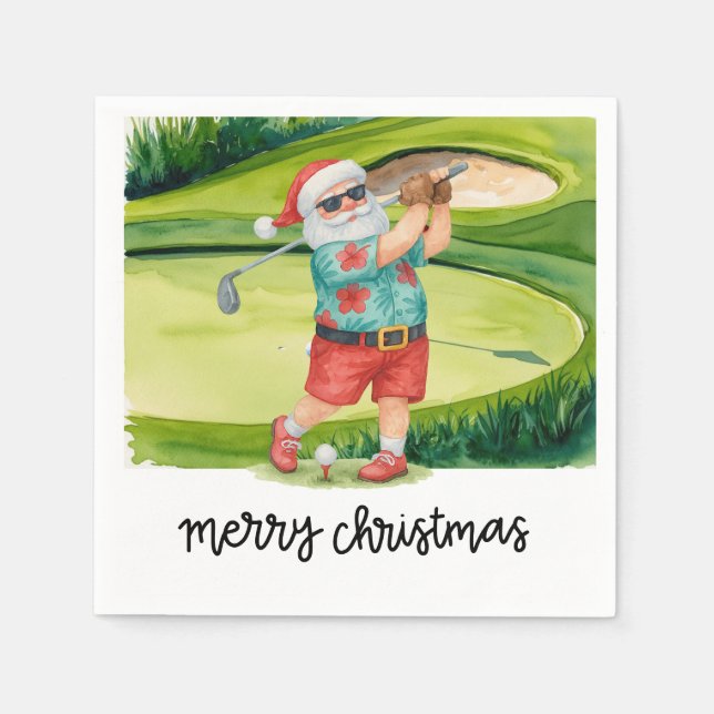 Serviette En Papier Golf Santa Claus golf Noël été Thème (Devant)