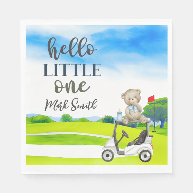 Serviette En Papier Golf Teddy Bear It's Boy for Baby shower (Devant)