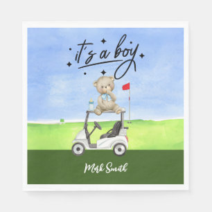 Serviette En Papier Golf Teddy Bear It's Boy for Baby shower
