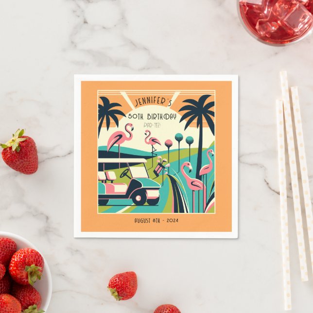 Serviette En Papier Golf Tropical Art Déco 50e anniversaire (En situation)