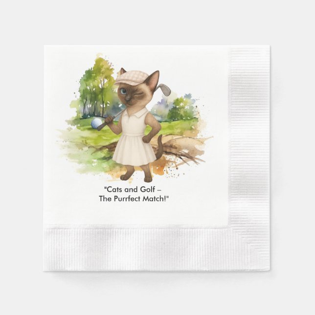 Serviette En Papier Golfer is on golf course for cat lovers (Devant)