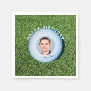 Serviette En Papier Golfer Photo Signé Golf Ball Anniversaire