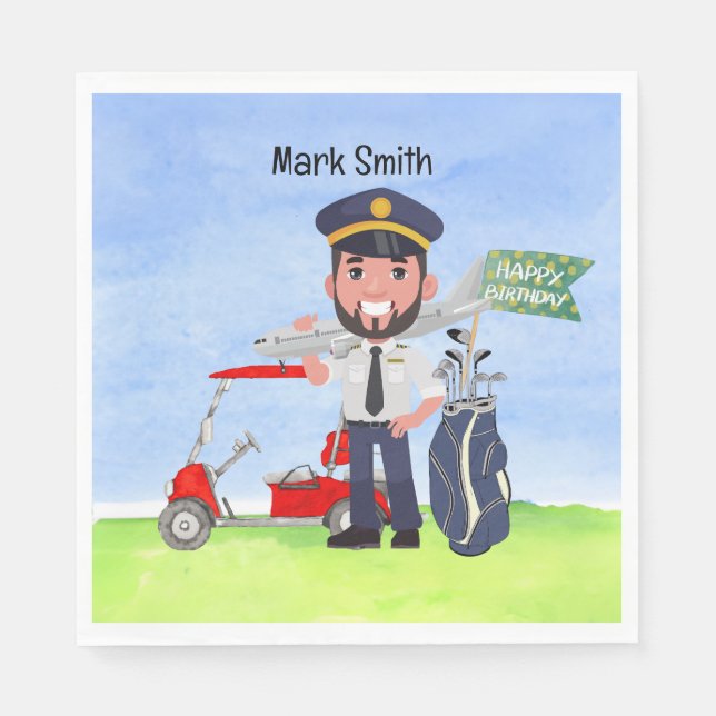 Serviette En Papier Golfer Pilot Golfing pn Green grass fête d'anniver (Devant)