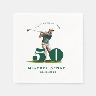 Serviette En Papier Golfeur Élégant 50e Anniversaire