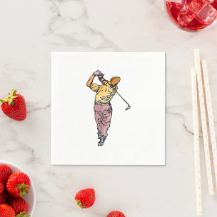 Serviette En Papier Golfeur Jouant Un Coup