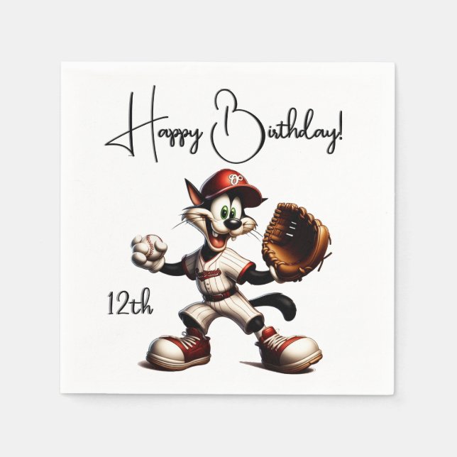 Serviette En Papier Goofy Cat Baseball Pitcher Monte (Devant)