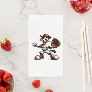 Serviette En Papier Goofy Cat Baseball Pitcher Monte