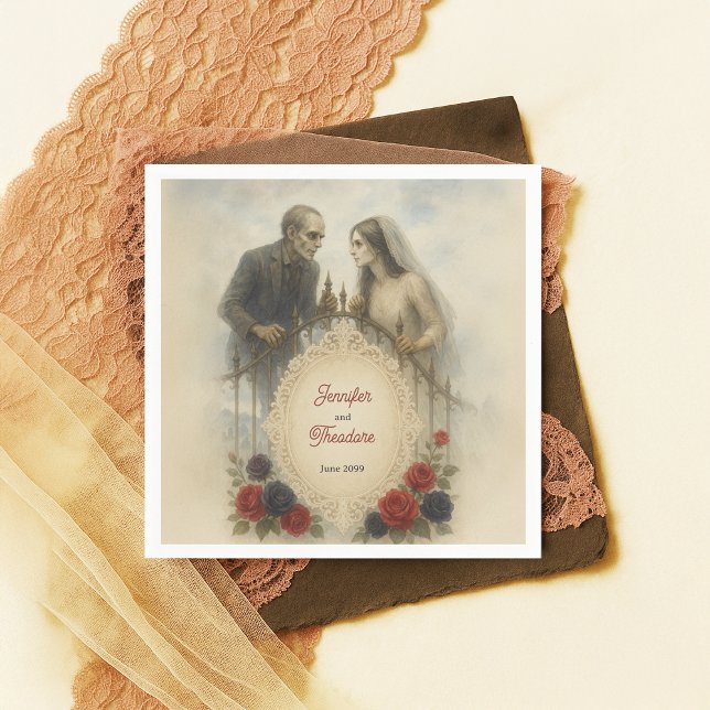 Serviette En Papier Goth Couple Zombie Mariage d'Halloween (Créateur téléchargé)