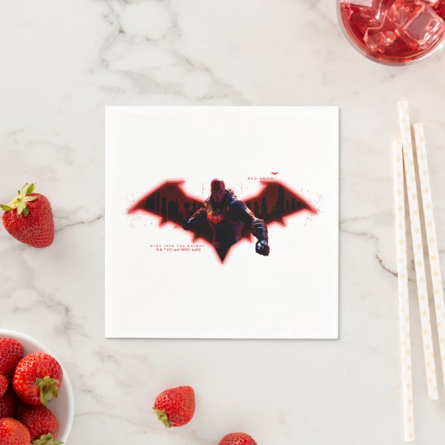 Serviette En Papier Gotham Chevaliers Hood rouge dans le logo (En situation)