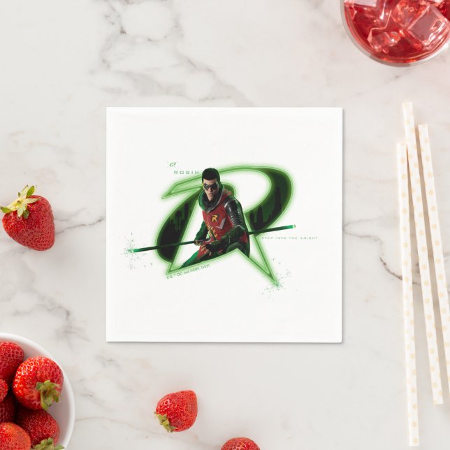 Serviette En Papier Gotham Knights Robin en logo (En situation)