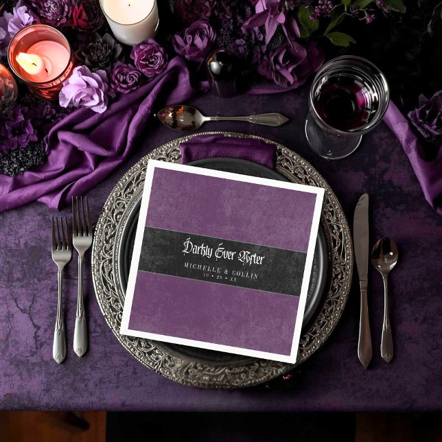 Serviette En Papier Gothic Raven Purple Darkly Ever After Wedding (Créateur téléchargé)