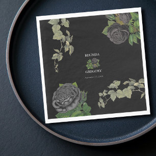 Serviette En Papier Gothique Halloween Rose noir Mariage