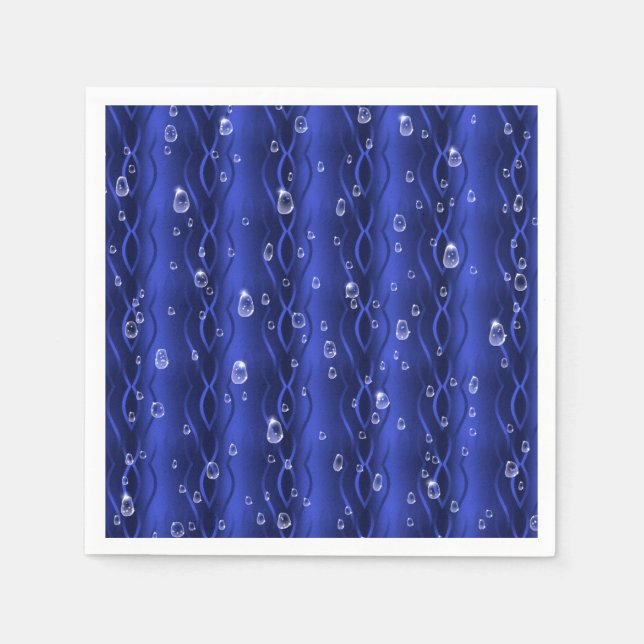 Serviette En Papier gouttes de pluie sur le métal bleu (Devant)