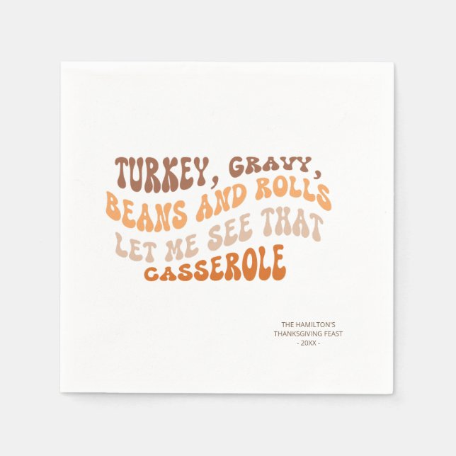 Serviette En Papier Grâces Friendsgiving Retro Papier Naples (Devant)