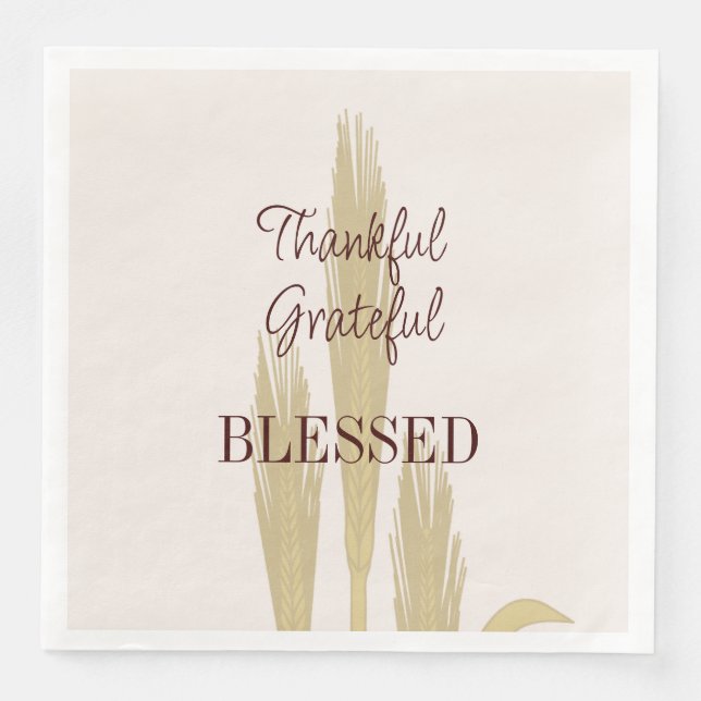 Serviette En Papier Grâces grâces au blé de Thanksgiving (Devant)