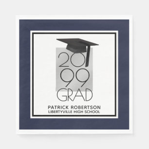 Serviette En Papier GRAD noir et argent   Marine modifiable   Diplôme