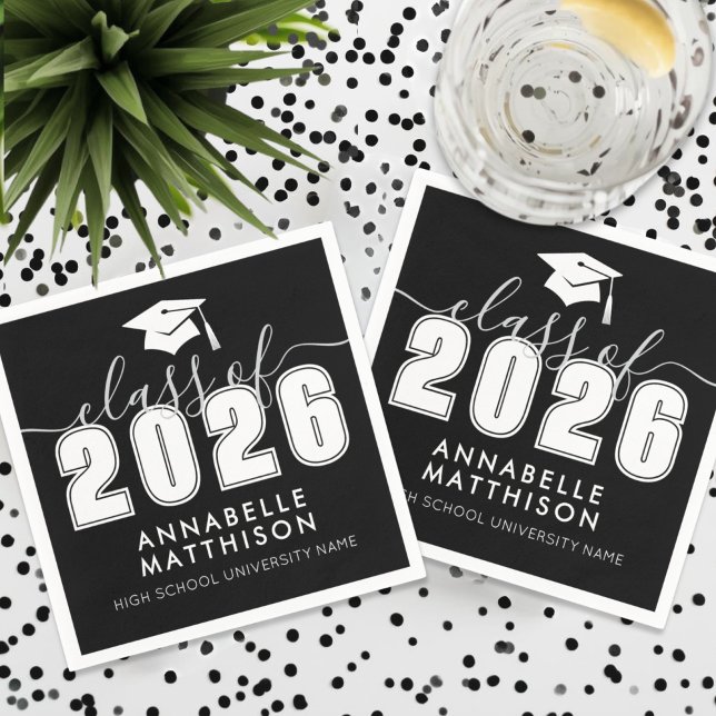 Serviette En Papier Graduate Black Graduation (Graduate Black Graduation Napkins)