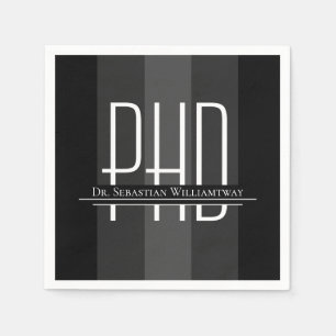 Serviette En Papier Graduate Black Grey Fête de doctorat