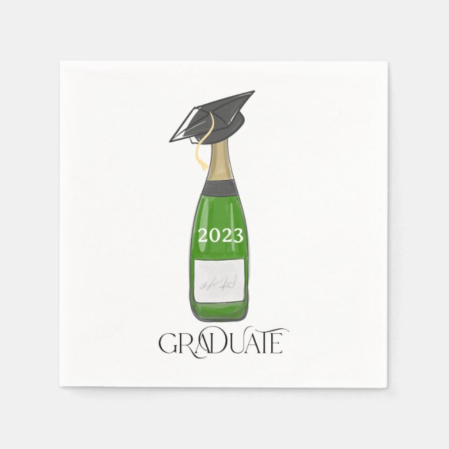 Serviette En Papier Graduate Champagne Graduate Cap Année de fête (Devant)