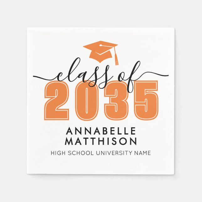 Serviette En Papier Graduate OrangeGraduation (Devant)