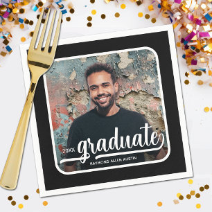 Serviette En Papier Graduate Photo Bold Script Graduation Party