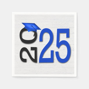 Serviette En Papier Graduation 2024 Bleu et noir sur bois