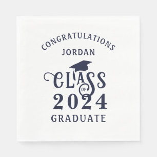 Serviette En Papier Graduation Classe Bleue Marine Classe de l'année