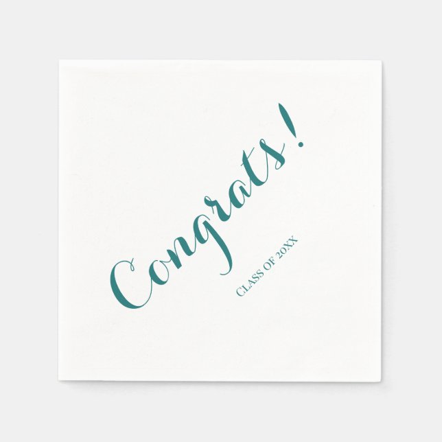 Serviette En Papier Graduation "Classe de" Félicitations Vert (Devant)