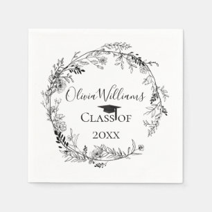 Serviette En Papier Graduation de la couronne botanique moderne