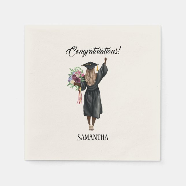 Serviette En Papier Graduation de l'aquarelle personnalisée (7) (Devant)