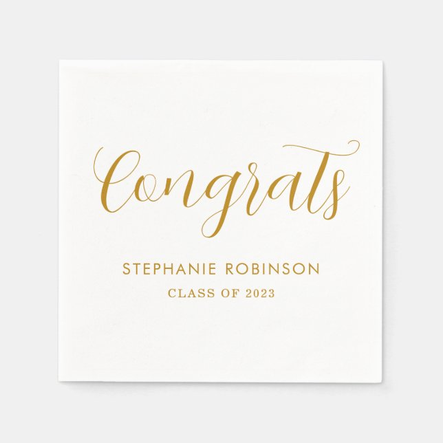 Serviette En Papier Graduation de script or moderne simple (Devant)