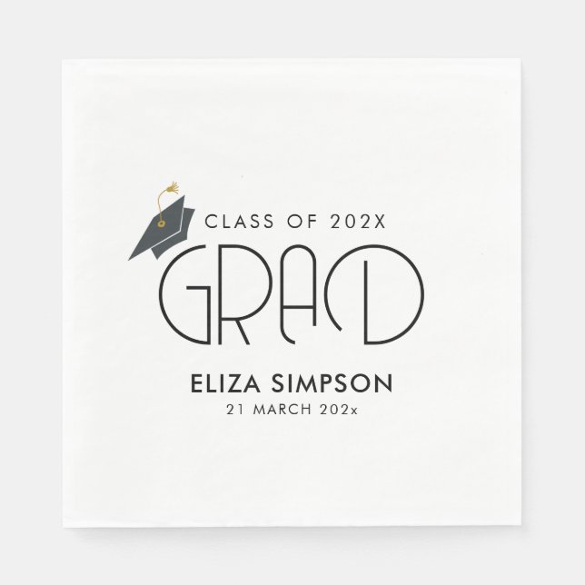 Serviette En Papier graduation de texte minimale simple (Devant)