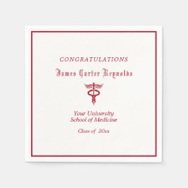 Serviette En Papier Graduation, école Médicale, Red Caduceus