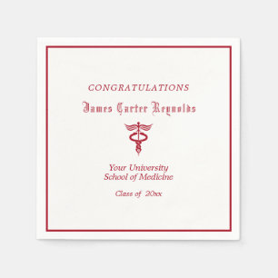 Serviette En Papier Graduation, école Médicale, Red Caduceus