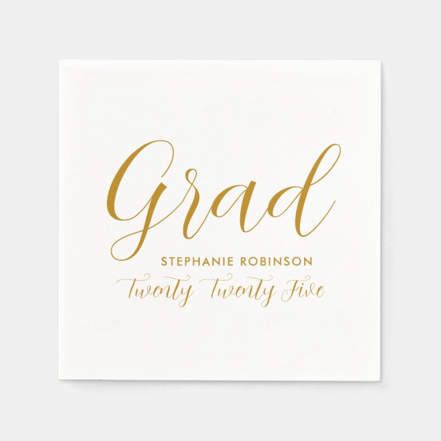 Serviette En Papier Graduation en or simple 2025 (Devant)