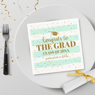Serviette En Papier Graduation Fêtes Grad Gold Parties scintillant Str
