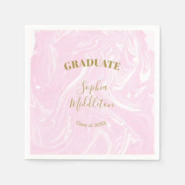Serviette En Papier Graduation Gold Pink moderne personnel (Devant)