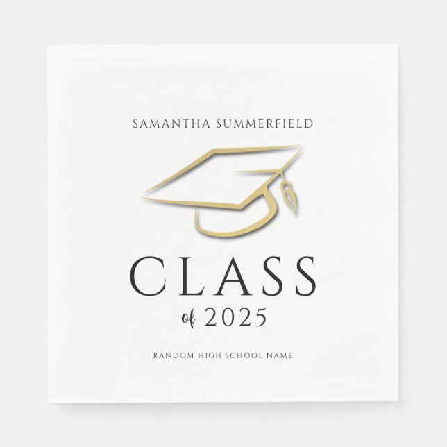 Serviette En Papier Graduation minimale 2025 Grad Party Paper (Devant)